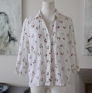 RAILS Charli Cherry Print Linen top shirt size S